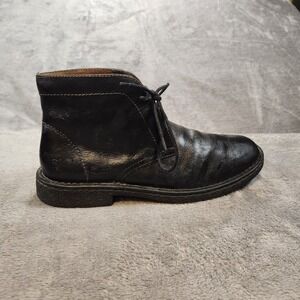 Born Boots Mens 10.5 Black Soft Full Grain Leather Suede Lining Harrison Chukka